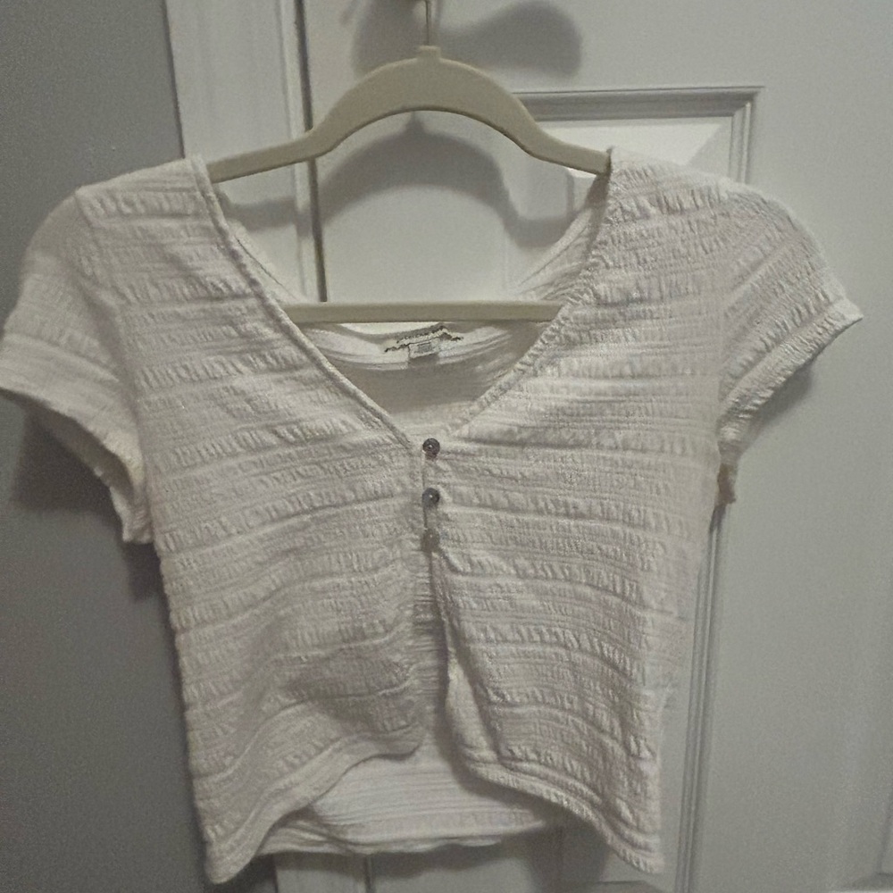 White Textured Women's Top